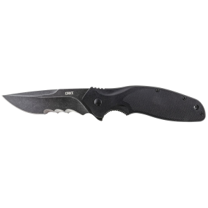 CRKT K800KKP Shenanigan 3.35 in Folding Drop Point Veff Serrated Black Stonewashed 4116 Stainless Steel Blade/ Black GRN Handle Includes Pocket Clip, Knife