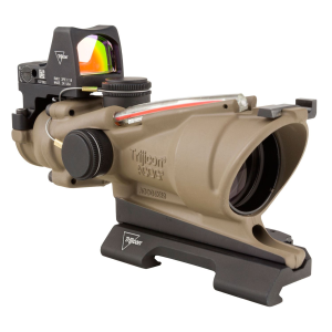 Trijicon 100553 ACOG ECOS Combo FDE 4x32mm Illuminated Red Crosshair .223 BDC Reticle, Rifle Scope
