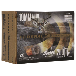 Federal P10SA Premium 10mmAuto 200gr Swift A Frame 20 Per Box/10 Case Centerfire, Handgun Ammunition