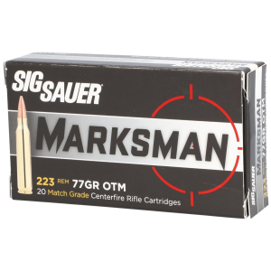 Sig Sauer E223M120 Marksman 223 Rem 77 gr Open Tip Match 20 Per Box/ 25 Case Centerfire, Rifle Ammunition