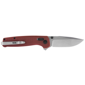 S.O.G SOGTM1023BX Terminus XR 2.95 in Folding Clip Point Plain Stonewashed D2 Steel Blade Crimson Textured G10 Handle Features Box Packaging Includes Pocket Clip, Knife