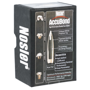 Nosler 56357 AccuBond 6mm 90gr Spitzer Point 50/Box, Reloating Bullets