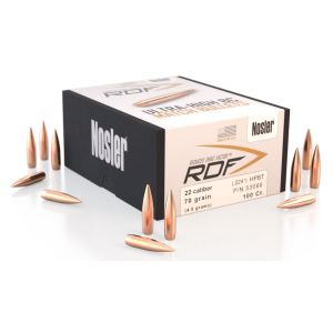 Nosler 53066 RDF Match 22Cal 70gr Hollow Point Boat Tail 100/Box, Reloating Bullets