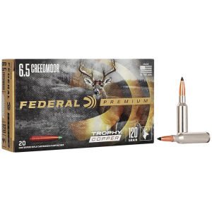 Federal P65CRDTC1 Premium 6.5Creedmoor 120gr Trophy Copper 20 Per Box/10 Case Centerfire, Rifle Ammunition