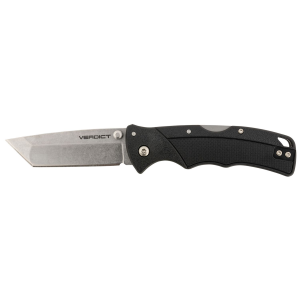 Cold Steel CSFLC3TSSZ Verdict 3 in Folding Tanto Plain Stonewashed 4116 SS Blade/Black GFN Handle Includes Belt Clip, Knife