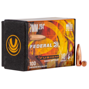 Federal FB284F1 Fusion Component 7mm .284 140 gr Fusion Soft Point 100 Per Box/ 4 Case, Reloating Bullets