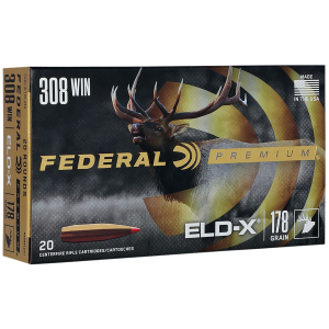 Federal P308ELDX1 Premium ELD-X 308Win 178gr 20 Per Box/10 Case Centerfire, Rifle Ammunition