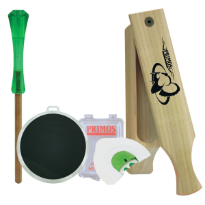 Primos 272 Turkey Caller Starter Pack Attracts Turkeys, Includes Sonic Dome Mouth Call, Sonic Dome Slate Call, Slim Striker & Double Sided Box Call