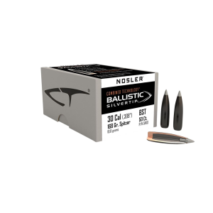 Nosler 51160 Ballistic Silvertip 30Cal 168gr Spitzer Point 50/Box, Reloating Bullets