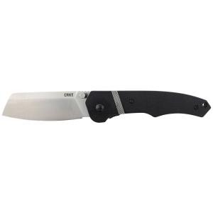 CRKT 7271 Ripsnort II 3.48 in Folding Cleaver Plain Satin 8Cr13MoV SS Blade/Black w/Stainless Inlay GRN/SS Handle Includes Pocket Clip, Knife