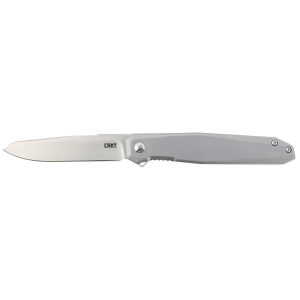 CRKT K230XXP Facet 3.37 in Folding Sheepsfoot Plain Satin D2 Steel Blade/ Stainless Steel Handle Includes Pocket Clip, Knife