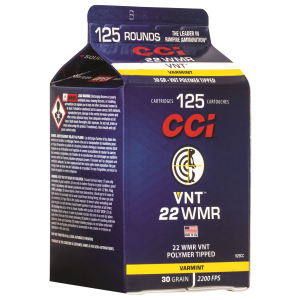 CCI 929CC VNT 22WMR 30gr Varmint Tipped 125 Per Box/10 Case Rimfire Ammunition