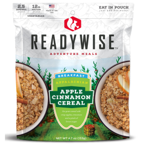 ReadyWise RW05008 Outdoor Food Kit Appalachian Apple Cinnamon Cereal Breakfast Entree 2.5 Servings In A Resealable Pouch, 6 Per Pack