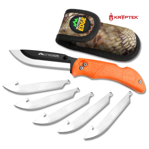 Outdoor Edge RB20C RazorLite 3.50 in Folding Plain Black Oxide 420J2 SS Blade TPR Blaze Orange Handle, Knife