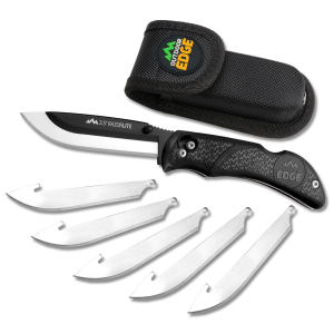 Outdoor Edge RL10C RazorLite 3.50 in Folding Plain Black Oxide 420J2 SS Blade, Black TPR Handle, Knife