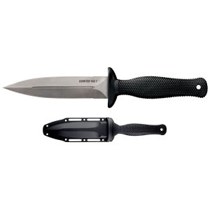 Cold Steel CS10BCTL Counter TAC I 5 in Fixed Spear Point Plain Stone Washed AUS-8A SS Blade/ Black Textured Kray-Ex Handle Includes Belt Clip/Sheath, Knife
