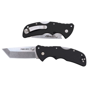 Cold Steel CS27BAT Recon 1 Mini 3 in Folding Tanto Plain Stonewashed AUS-10A SS Blade/ Black Textured GRN Handle, Knife