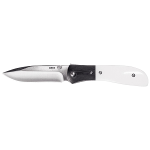 CRKT M4-02M M4-02M 3.25 Plain Satin 8Cr13MoV SS Blade Black/White Resin Infused Fiber w/G10 Bolster Handle Includes Pocket Clip, Knife