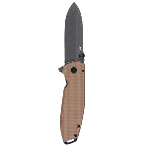 CRKT 2495B SQUID XM 2.95 Fold Drop Point Plain Stonewashed D2 Steel Blade, Brown Textured G10/SS Handle, Knife