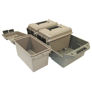MTM Case-Gard AC3C 3-Can Ammo Crate 50 Cal, Rifle, Dark Earth/Army Green, Polypropylene 13.5 in x 7.4 in x 8.5 in, 30 lbs