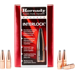Hornady 3090 InterLock 30 Cal .308 220 gr Round Nose 100 Per Box/ 15 Case, Reloating Bullets