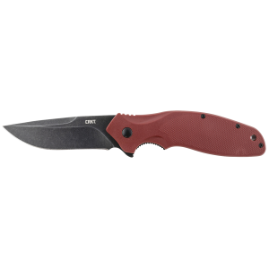CRKT K800RKP Shenanigan 3.35 in Folding Drop Point Plain Black Stonewashed 4116 Stainless Steel Blade/Maroon GRN Handle Includes Pocket Clip