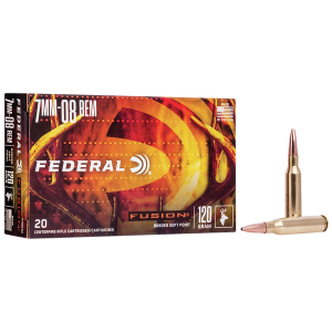 Federal F708FS2 Fusion 7mm-08Rem 120gr Bonded Soft Point 20 Per Box/10 Case Centerfire, Rifle Ammunition