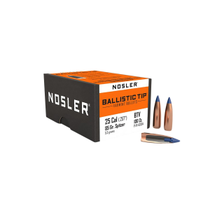 Nosler 43004 Ballistic Tip 25Cal 85gr Spitzer Point 100/Box, Reloating Bullets