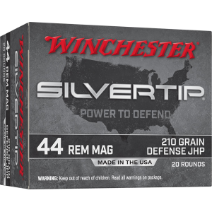 Winchester W44MST Silvertip 44RemMag 210gr Jacketed Hollow Point 20 Per Box/10 Case Centerfire, Handgun Ammunition