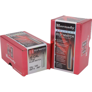 Hornady 30713 ELD Match 30 Cal .308 178 gr Extremely Low Drag Match 100 Per Box/ 15 Case, Reloating Bullets