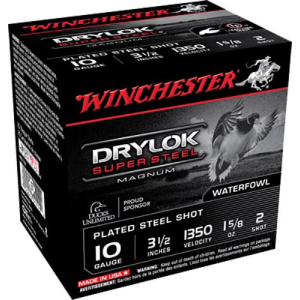 Winchester XSC102 Drylok Super Steel Magnum 10Gauge 3.50 in 1 5/8oz 2Shot 25 Per Box/10 Case, Shotgun Shells
