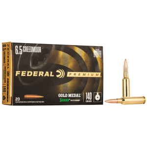 Federal GM65CRD1 Premium Gold Medal 6.5Creedmoor 140gr Sierra MatchKing BTHP 20 Per Box/10 Case Centerfire, Rifle Ammunition