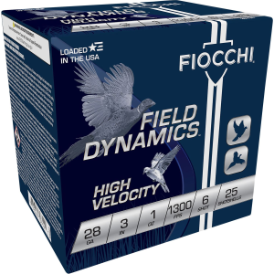 Fiocchi 283HV6 Field Dynamics High Velocity 28Gauge 3 in 1oz 6Shot 25 Per Box/10 Case, Shotgun Shells