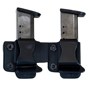 Comp-Tac C62304000LBKN Twin Mag Pouch Double Black Kydex Belt Clip Compatible w/Double Stack/Most Glock Belts 1.50 in Wide Right Hand