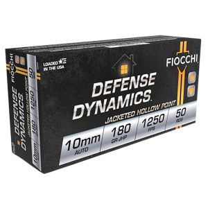 Fiocchi 10APHP Defense Dynamics 10mmAuto 180gr Jacketed Hollow Point 50 Per Box/10 Case Centerfire, Handgun Ammunition