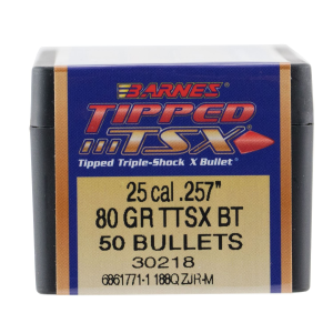 Barnes 30218 Tipped TSX 25Cal 80gr Boat Tail 50/Box, Reloating Bullets