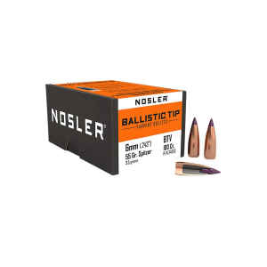 Nosler 24055 Ballistic Tip 6mm 55gr Spitzer 100/Box, Reloating Bullets