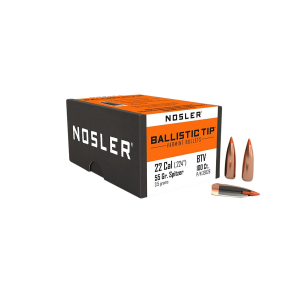Nosler 39526 Ballistic Tip 22Cal 55gr Spitzer Point 100/Box, Reloating Bullets