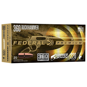 Federal LG360BH1 Premium HammerDown 360Buckhammer 220gr Soft Point 20 Per Box/10 Case, Centerfire Rifle Ammo