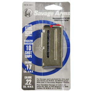 Savage 90019 93 Series 10rd 17 HMR/22 WMR Stainless Steel, Magazine