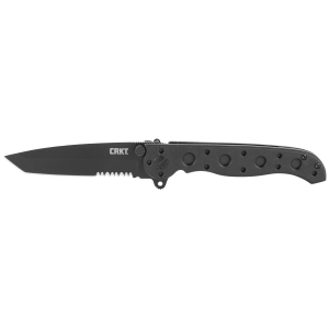 Columbia River Knife & Tool M16, 3 in Folding Knife, Tanto Point, Combo Edge, 8Cr15MoV/EDP, Black Zytel, Dual Thumb Stud/Flipper/Pocket Clip M16-10KZ