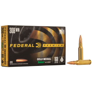 Federal GM308M Premium Gold Medal 308Win 168gr Sierra MatchKing BTHP 20 Per Box/10 Case Centerfire, Rifle Ammunition