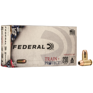 Federal TP45VHP1 Train + Protect 45ACP 230gr Versatile Hollow Point 50 Per Box/10 Case Centerfire, Handgun Ammunition