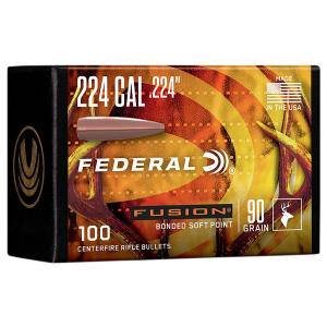 Federal FB224F1 Fusion Component 224 Cal .224 90 gr Bonded Soft Point 100 Per Box/ 4 Case, Reloating Bullets