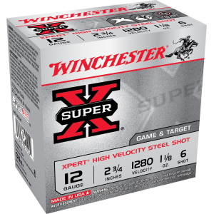Winchester WE12GTH6 Super X Xpert High Velocity 12Gauge 2.75 in 1 1/8oz 6Shot 25 Per Box/10 Case, Shotgun Shells