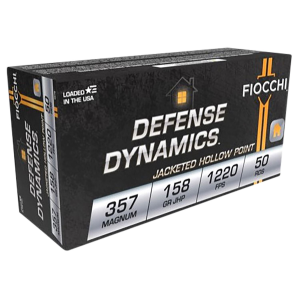 Fiocchi 357B Defense Dynamics 357Mag 158gr Jacketed Hollow Point 50 Per Box/20 Case, Centerfire Handgun Ammo