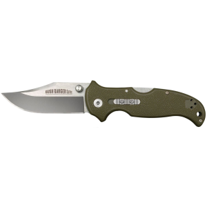 Cold Steel CS21A Bush Ranger Lite 3.50 in Folding Clip Point Plain 8Cr13MoV SS Blade/Black GFN Handle Includes Pocket Clip, Knife