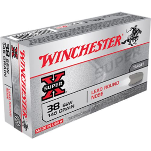 Winchester Ammo X38SWP Super X 38 S&W 145 gr Lead Round Nose 50 Per Box/ 10 Case - Winchester