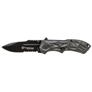 Smith & Wesson Knives SWBLOP3CP Black Ops 3.40 in Folding Tanto Plain 4034 SS Blade Aluminum Handle Includes Pocket Clip, Knife