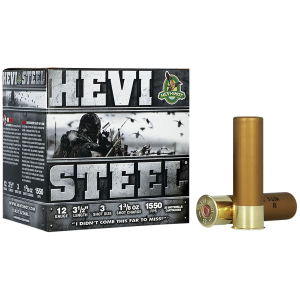 HEVI-Shot HS65003 HEVI-Steel 12Gauge 3.50 in 1 3/8oz 3Shot 25 Per Box/10 Case, Shotgun Shells